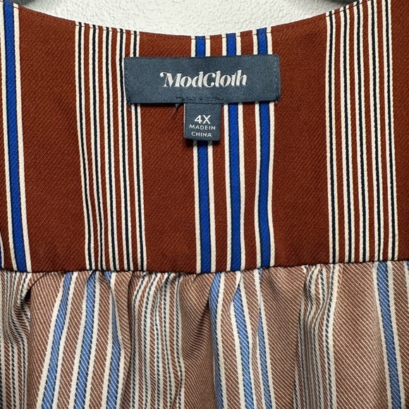 ModCloth My Kind Of Casual Shift Shirt Striped V-Neck Women's Size 4X - Picture 2 of 3